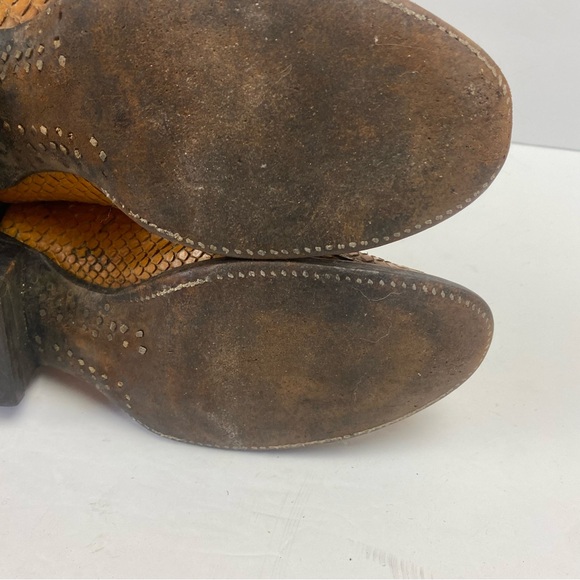 Vintage Tony Lama Brown Tan Snakeskin Python Cowboy Western Boots 0410 8.5B - Picture 7 of 16